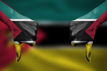 failure of Mozambique - hands gesturing thumbs down in front of