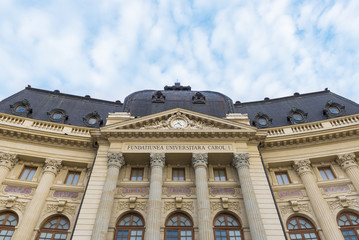 Facade of The Central University Library of Bucharest , Romania