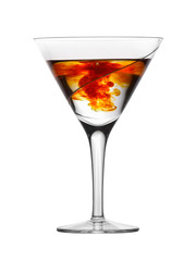 Glass with water and red drops