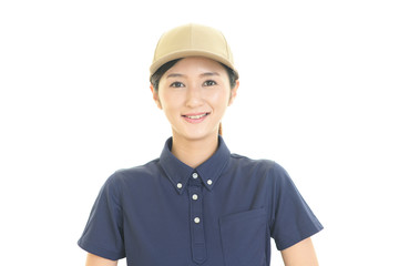 笑顔の女性労働者