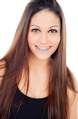 Naklejka premium Smiling teenager girl with brackets