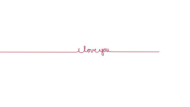 Handwritten I LOVE YOU text sign. Line separator, overlay, alpha