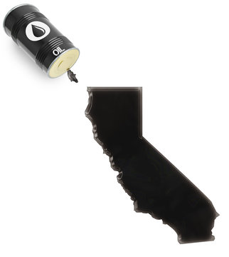 Glossy oil spill in the shape of California (series)