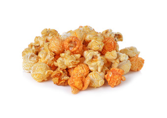 caramel popcorn isolated on white background