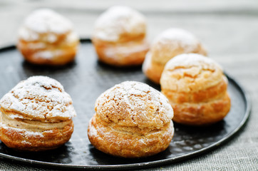 profiteroles with cream with praline