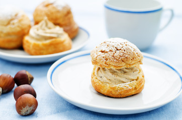 profiteroles with cream with praline