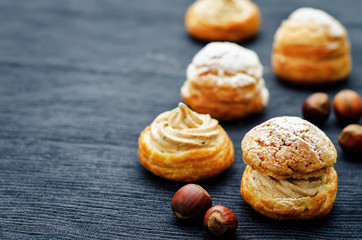 profiteroles with cream with praline
