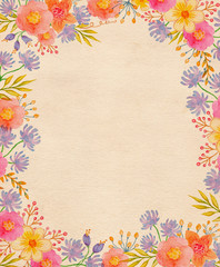 Watercolor floral frame