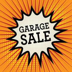 Comic explosion with text Garage Sale, vector