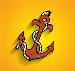 Retro Anchor with Rope Vector