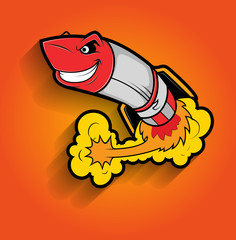 Retro Rocket Vector Mascot