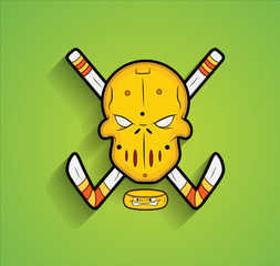 Mask with Ice Hockey Sticks Vector