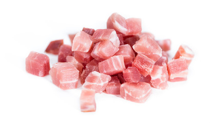 Diced Ham (isolated on white)