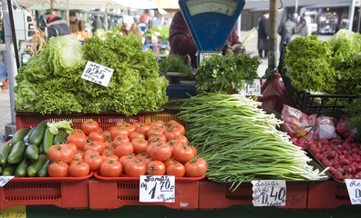 Sale of vegetables on a market.