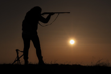 Women sunset hunting