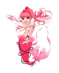 Young mermaid in pink