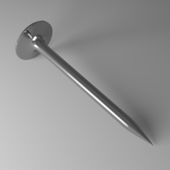 Steel nail on gray