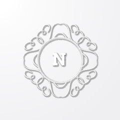 monogram label alphabet shadow halfton