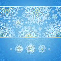 Vector seamless border with Victorian snowflakes.