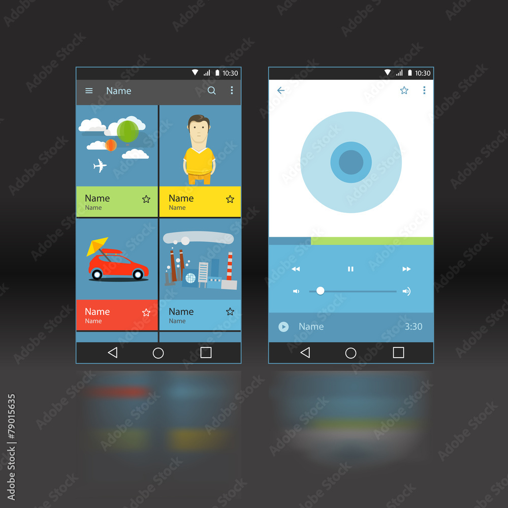 Poster modern smartphone player interface template