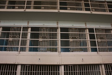 Prison Corridor in Alcatraz Penitentiary, Usa