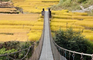 rope hanging suspension bridge in Nepal
