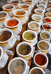Spices and herbs at local market