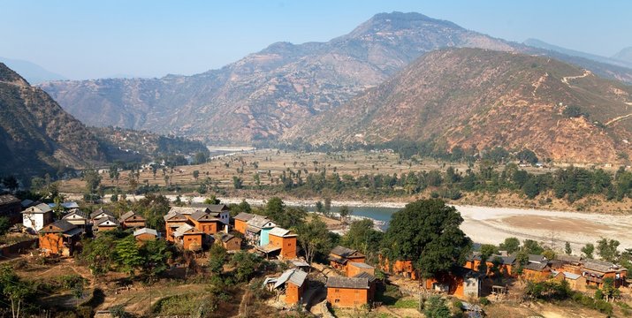 Beautiful village in Nepal - Himalayan foothils