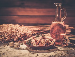 Homemade dried crusts in wooden interior