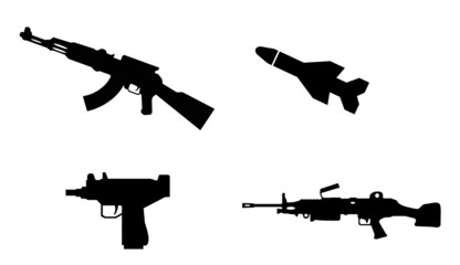 Arme &agrave; feu et missile en 4 ic&ocirc;nes
