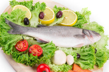 Composition of fresh seabass and vegetables