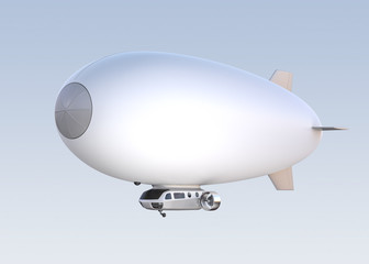 White airship floating in the sky