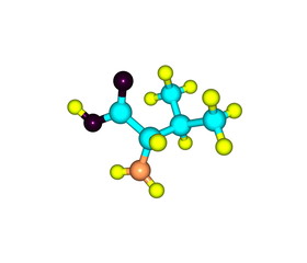 Valine molecule isolated on white