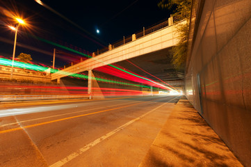 Fototapeta na wymiar Abstract car in the tunnel trajectory