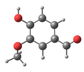 Vanillin molecule isolated on white