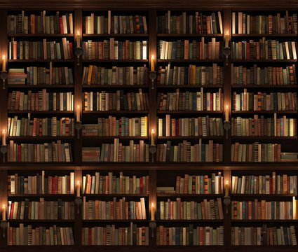 Bookshelf. Seamless texture (vertically and horizontally)