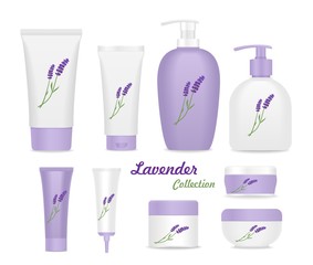 Set of lavender cream tubes.