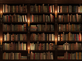 Bookshelf. Seamless texture (vertically and horizontally) - obrazy, fototapety, plakaty