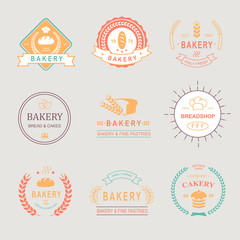 Vintage Retro Bakery Badges,Labels, logos . Bread, loaf, wheat