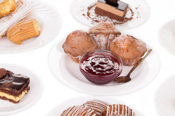 Sweets on a white plates