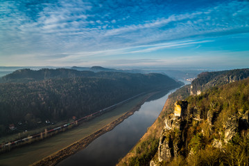 Elbtal Sächsische Schweiz von der Bastei aus gesehen