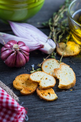 Garlic and fresh herbs bruschetta