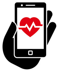 Heart rate in smartphone icon