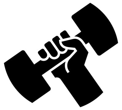 Dumbbell in hand icon