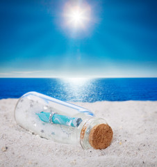 Flaschenpost, Strand, Sonne