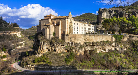 Fototapeta na wymiar incredible Spain series - Cuenca - town on rocks,view of Parador