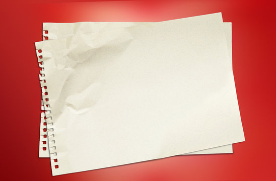 White blank paper on red bakground