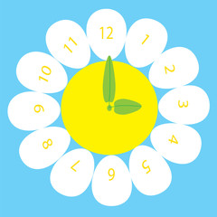 background with flowers and clock