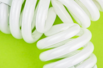 modern twisted lightbulbs on lime green backgound
