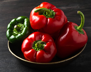 Sweet Bulgarian pepper on dark background